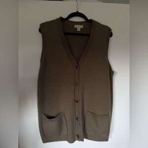 Brown Knit Button-Up Vest
